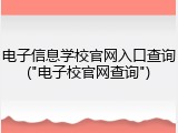 电子信息学校官网入口查询("电子校官网查询")