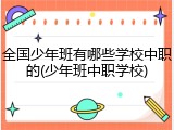 全国少年班有哪些学校中职的(少年班中职学校)