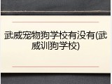 武威宠物狗学校有没有(武威训狗学校)