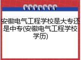 安徽电气工程学校是大专还是中专(安徽电气工程学校学历)