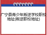 广宁县青少年叛逆学校职校地址(叛逆职校地址)