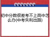 初中分数很差考不上高中怎么办(中考失利出路)