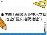 重庆电力高等职业技术学院地址("重庆电院地址")