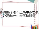 杭州孩子考不上高中该怎么办呢(杭州中考落榜对策)
