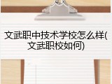 文武职中技术学校怎么样(文武职校如何)