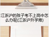 江浙沪的孩子考不上高中怎么办呢(江浙沪升学难)