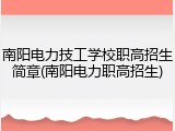 南阳电力技工学校职高招生简章(南阳电力职高招生)