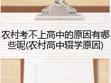 农村考不上高中的原因有哪些呢(农村高中辍学原因)