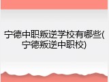 宁德中职叛逆学校有哪些(宁德叛逆中职校)