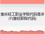 重庆轻工职业学院代码是多少(重轻职院代码)