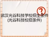 武汉光谷科技学校招生条件(光谷科技校招条件)