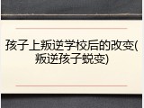 孩子上叛逆学校后的改变(叛逆孩子蜕变)