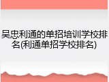 吴忠利通的单招培训学校排名(利通单招学校排名)