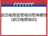 武汉电商运营培训班有哪些(武汉电商培训)