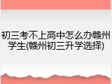 初三考不上高中怎么办赣州学生(赣州初三升学选择)