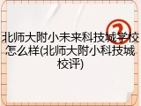 北师大附小未来科技城学校怎么样(北师大附小科技城校评)
