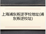 上海浦东叛逆学校地址(浦东叛逆校址)