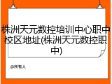 株洲天元数控培训中心职中校区地址(株洲天元数控职中)