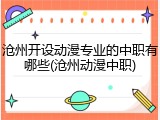 沧州开设动漫专业的中职有哪些(沧州动漫中职)