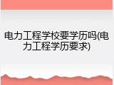 电力工程学校要学历吗(电力工程学历要求)