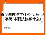 青少年技校学什么合适中职学历(中职技校学什么)