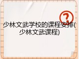 少林文武学校的课程安排(少林文武课程)