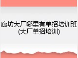 廊坊大厂哪里有单招培训班(大厂单招培训)
