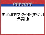 娄底训狗学校价格(娄底训犬费用)