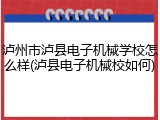 泸州市泸县电子机械学校怎么样(泸县电子机械校如何)