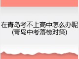 在青岛考不上高中怎么办呢(青岛中考落榜对策)