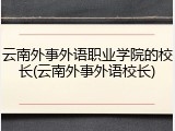 云南外事外语职业学院的校长(云南外事外语校长)