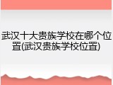 武汉十大贵族学校在哪个位置(武汉贵族学校位置)