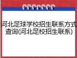 河北足球学校招生联系方式查询(河北足校招生联系)