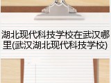 湖北现代科技学校在武汉哪里(武汉湖北现代科技学校)