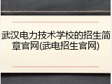 武汉电力技术学校的招生简章官网(武电招生官网)