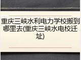 重庆三峡水利电力学校搬到哪里去(重庆三峡水电校迁址)