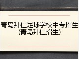 青岛拜仁足球学校中专招生(青岛拜仁招生)