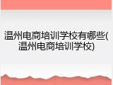 温州电商培训学校有哪些(温州电商培训学校)
