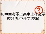 初中生考不上高中上什么学校好(初中升学选择)