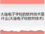 大连电子学校的软件技术是什么(大连电子校软件技术)