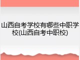 山西自考学校有哪些中职学校(山西自考中职校)
