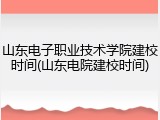山东电子职业技术学院建校时间(山东电院建校时间)