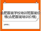 合肥服装学校培训班服装价格(合肥服装培训价格)