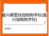 嘉兴哪里找宠物狗学校(嘉兴宠物狗学校)
