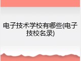 电子技术学校有哪些(电子技校名录)