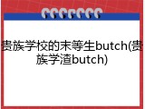 贵族学校的末等生butch(贵族学渣butch)