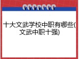 十大文武学校中职有哪些(文武中职十强)