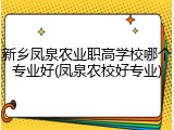 新乡凤泉农业职高学校哪个专业好(凤泉农校好专业)