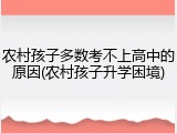 农村孩子多数考不上高中的原因(农村孩子升学困境)