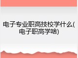 电子专业职高技校学什么(电子职高学啥)